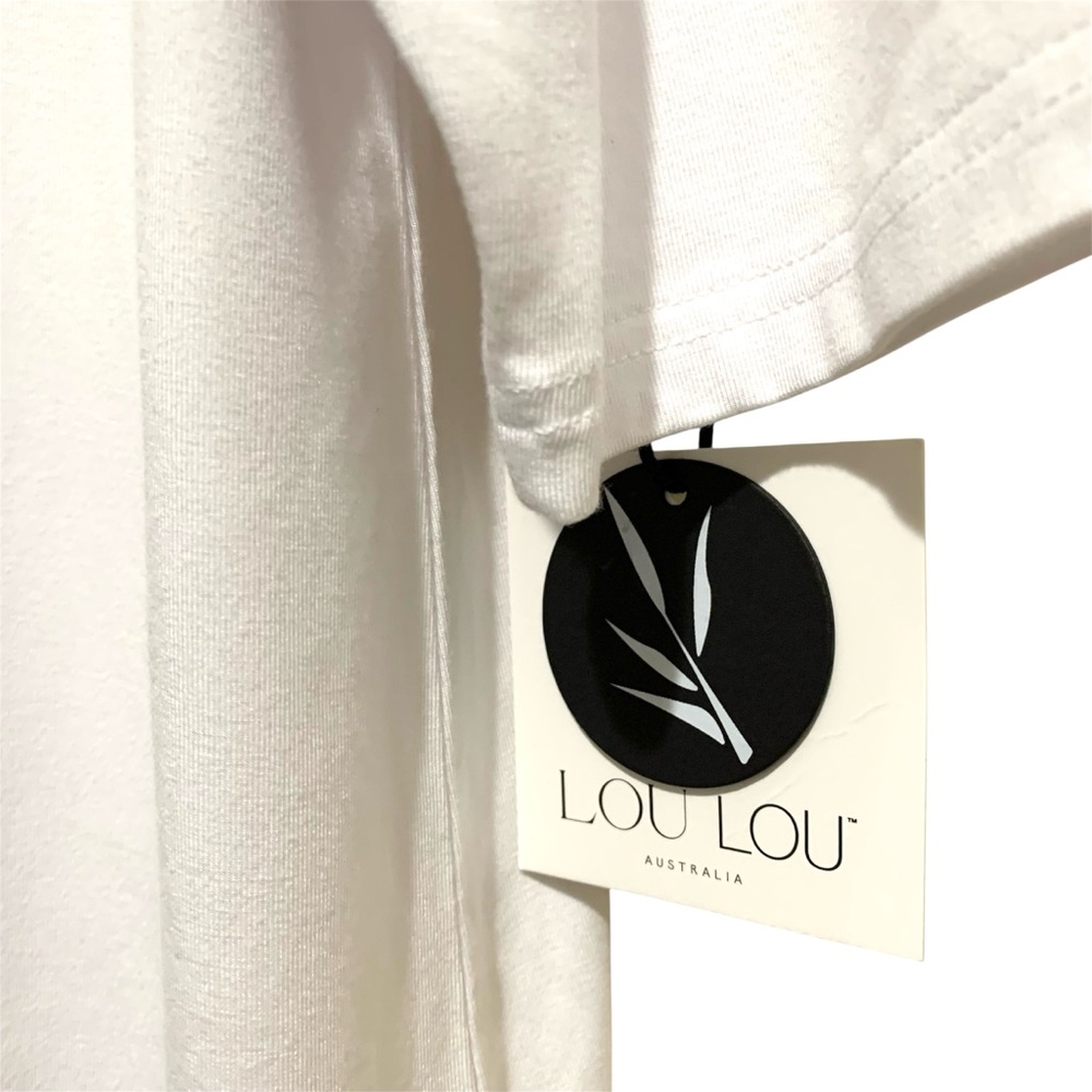 Lou Lou Australia Camila 3/4 Sleeve Bamboo Top White Size Large NWT Career - Picture 5 of 6